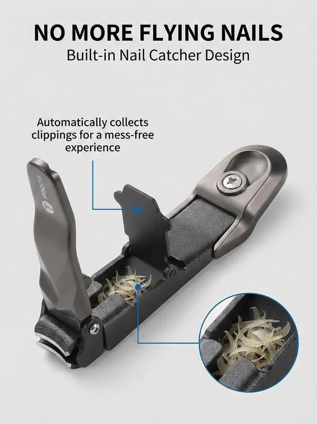 Alt view image 2 of 7 - No Mess Nail Clippers with Catcher - Self-Collecting Fingernail & Toenail