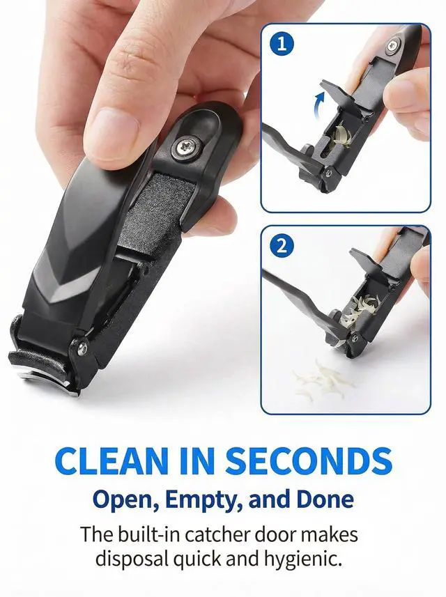 Alt view image 3 of 7 - No Mess Nail Clippers with Catcher - Self-Collecting Fingernail & Toenail