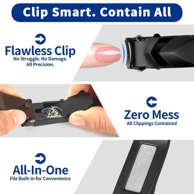 Alt view image 7 of 7 - No Mess Nail Clippers with Catcher - Self-Collecting Fingernail & Toenail