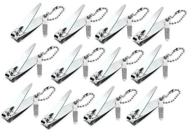 Main image of 12 Pcs Nail Clippers for Fingernails - Swing Out Nail Cleaner/File - Popular Gifts for Men & Women - Best Sharp Stainless Steel Clipper - Wide Easy Press Lever