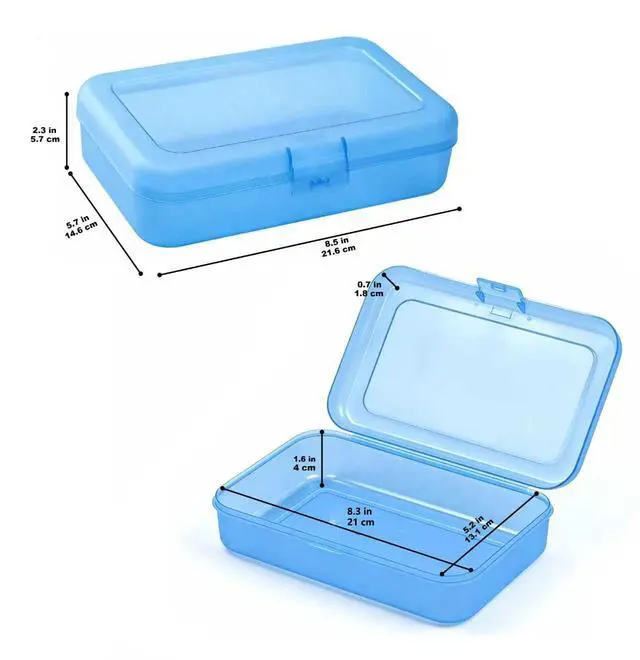 Alt view image 6 of 6 - 4-Pack Large Pencil Cases, Storage Organizer, Durable Plastic School Supply Box, Multi-Color Student Organization for Office, College & Classroom Supplies