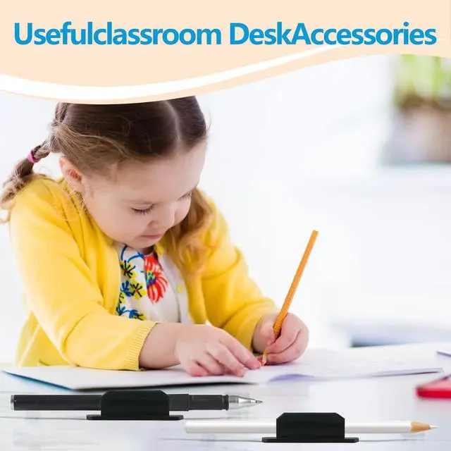 Alt view image 2 of 7 - 10Pack Adhesive Pen Holder for Desk, Silicone Pencil Holder for Classroom,Teacher Student Kinds Accessories, Desk Accessories (Black)