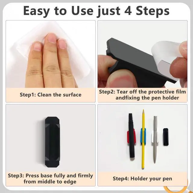 Alt view image 5 of 7 - 10Pack Adhesive Pen Holder for Desk, Silicone Pencil Holder for Classroom,Teacher Student Kinds Accessories, Desk Accessories (Black)