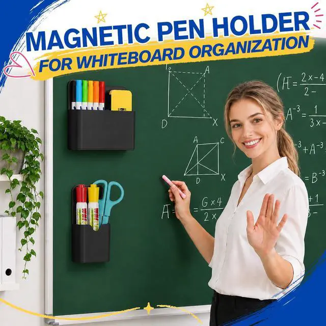 Alt view image 2 of 7 - Magnetic Pen Holder, Magnetic Marker Holder, 4 Pack, Black