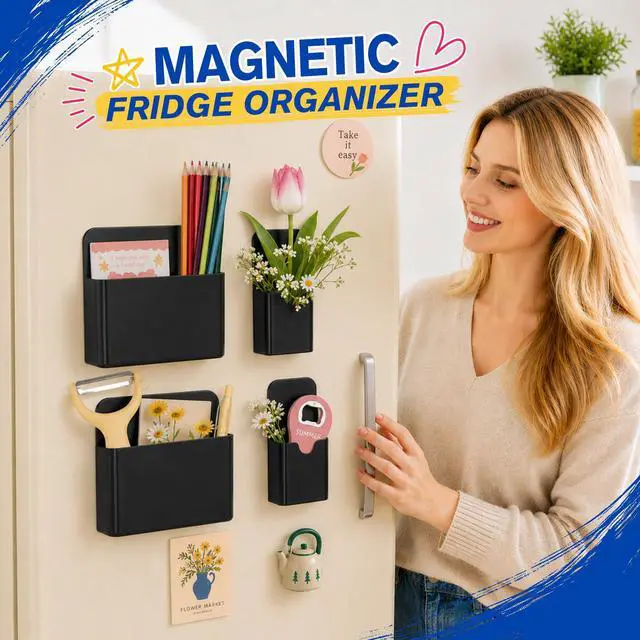 Alt view image 3 of 7 - Magnetic Pen Holder, Magnetic Marker Holder, 4 Pack, Black