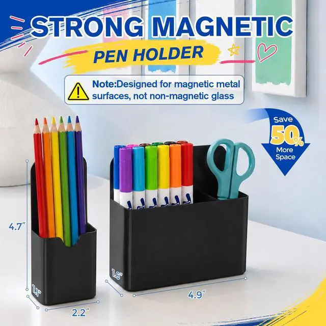 Alt view image 4 of 7 - Magnetic Pen Holder, Magnetic Marker Holder, 4 Pack, Black