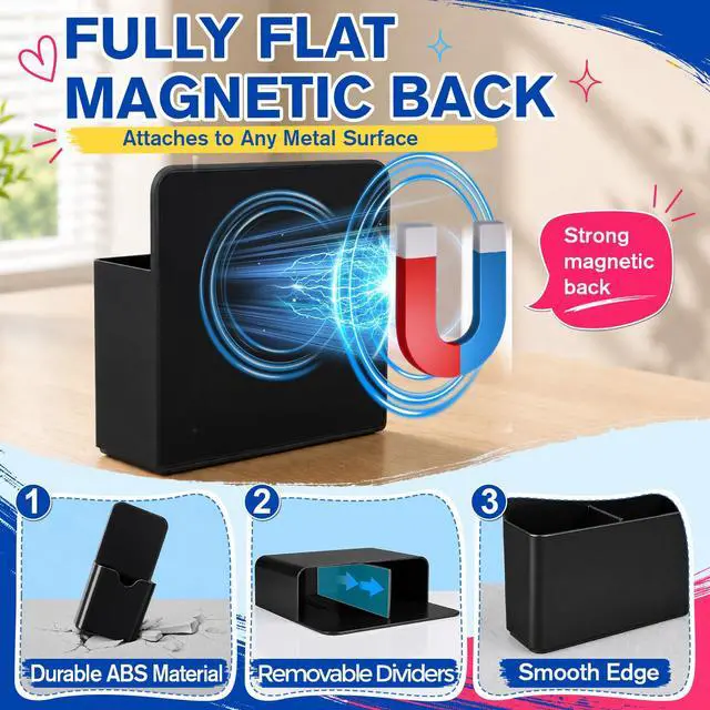 Alt view image 6 of 7 - Magnetic Pen Holder, Magnetic Marker Holder, 4 Pack, Black