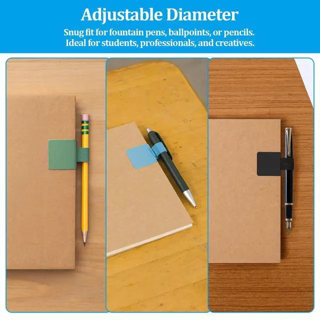 Alt view image 4 of 6 - 10 PCS Pen Loop Holder, Self-Adhesive Pencil Holder Elastic Design, Notebook Pen Holders with 5 Colors, Mixed Color Loops for Notebooks, Diaries, Planners, Journal