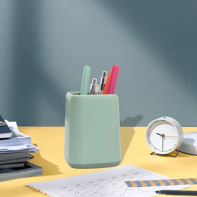 Alt view image 4 of 5 - Pencil Holder, Pen Cup Makeup Brush Holder, Desktop Organizer Storage Case Scandinavian Design Stationery for School Home Office Supplies (Green)