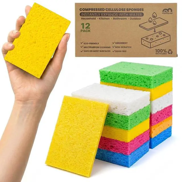 Main image of Compressed Kitchen Sponges, 12 Count, Thick Pop-up Dish Sponges