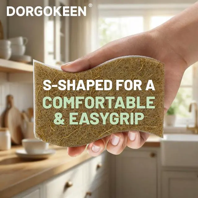 Alt view image 5 of 7 - 12 Pack Biodegradable Kitchen Dish Sponges, Natural Plant-Based Coconut Fiber and Compostable Cellulose Sponge, Non-Scratch Heavy Duty Sponges for Non-Stick Cookware, Kitchen Household Cleaning