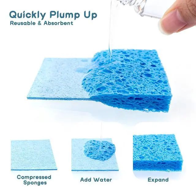 Alt view image 5 of 7 - 12 PCS Compressed Cellulose Sponges, Kitchen Dishwashing Sponges