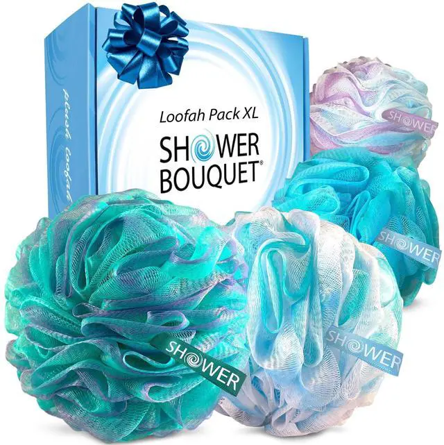 Main image of Loofah-Bath-Sponge XL Swirl-Mix-Color 4-Pack Extra-Large 75g