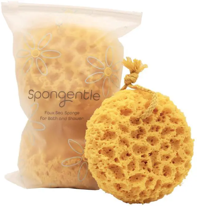 Main image of Spongentle Loofah Sponge for Shower and Bathing, Bath Sponge with Dual Texture, Shower Pouf for Gentle and Deep Exfoliation, Large Size Body Scrubber for Men & Women, PU Foam, 37% More Lather, 3 Pack