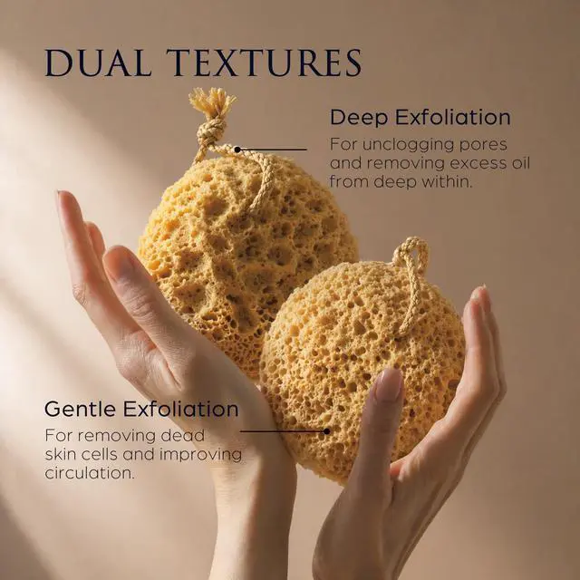 Alt view image 2 of 7 - Spongentle Loofah Sponge for Shower and Bathing, Bath Sponge with Dual Texture, Shower Pouf for Gentle and Deep Exfoliation, Large Size Body Scrubber for Men & Women, PU Foam, 37% More Lather, 3 Pack