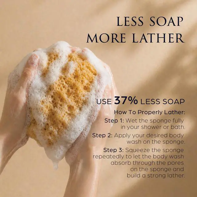 Alt view image 3 of 7 - Spongentle Loofah Sponge for Shower and Bathing, Bath Sponge with Dual Texture, Shower Pouf for Gentle and Deep Exfoliation, Large Size Body Scrubber for Men & Women, PU Foam, 37% More Lather, 3 Pack