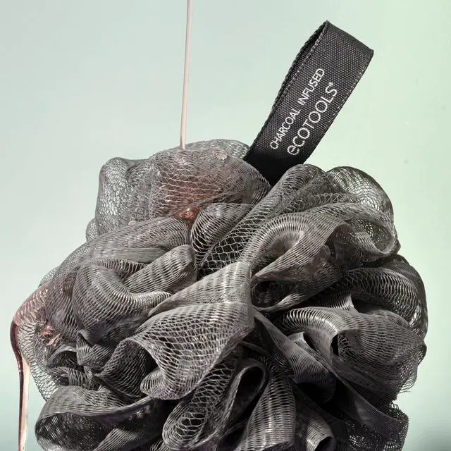 Alt view image 5 of 7 - Charcoal EcoPouf, Loofah Sponge for Bath & Shower, Infused Pouf, Recycled Netting, Exfoliation Removes Dead Skin, Eco-Friendly Bath Accessory, Cruelty-Free, Color May Vary, 1 Count (60g)