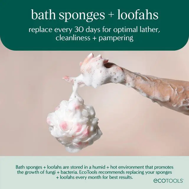 Alt view image 7 of 7 - Charcoal EcoPouf, Loofah Sponge for Bath & Shower, Infused Pouf, Recycled Netting, Exfoliation Removes Dead Skin, Eco-Friendly Bath Accessory, Cruelty-Free, Color May Vary, 1 Count (60g)