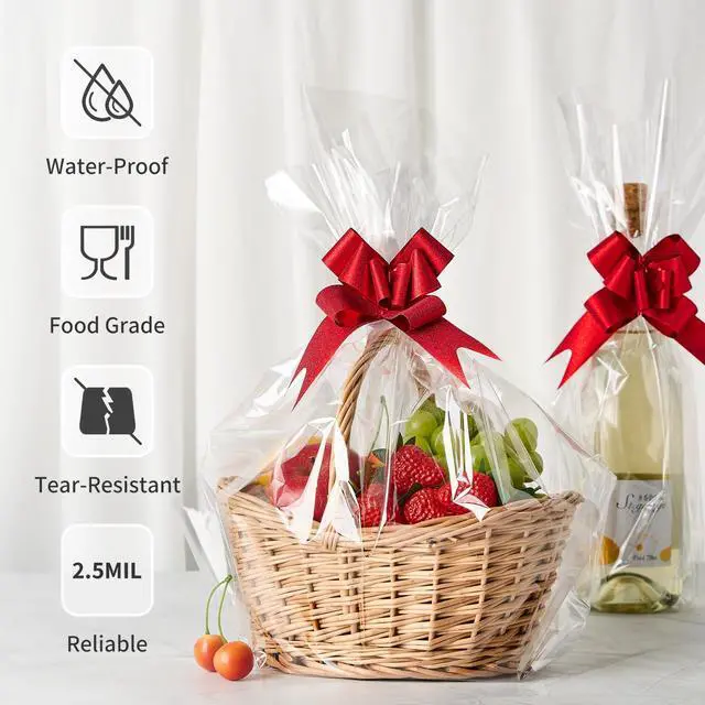 Alt view image 3 of 7 - 100 ftx34 in Extra Wide Clear Cellophane Wrap Roll | 2.5 Mil Thick Crystal Transparent Plastic | Bouquet, Baskets, Gifts, Crafts, Treats, Wrapping | Food Grade (34" Fold into 17")