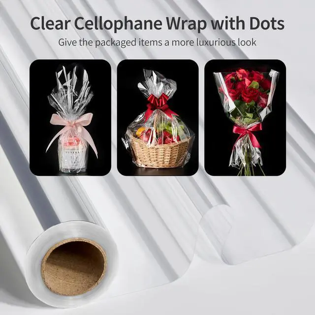 Alt view image 4 of 7 - 100 ftx34 in Extra Wide Clear Cellophane Wrap Roll | 2.5 Mil Thick Crystal Transparent Plastic | Bouquet, Baskets, Gifts, Crafts, Treats, Wrapping | Food Grade (34" Fold into 17")