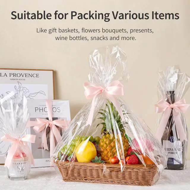 Alt view image 5 of 7 - 100 ftx34 in Extra Wide Clear Cellophane Wrap Roll | 2.5 Mil Thick Crystal Transparent Plastic | Bouquet, Baskets, Gifts, Crafts, Treats, Wrapping | Food Grade (34" Fold into 17")