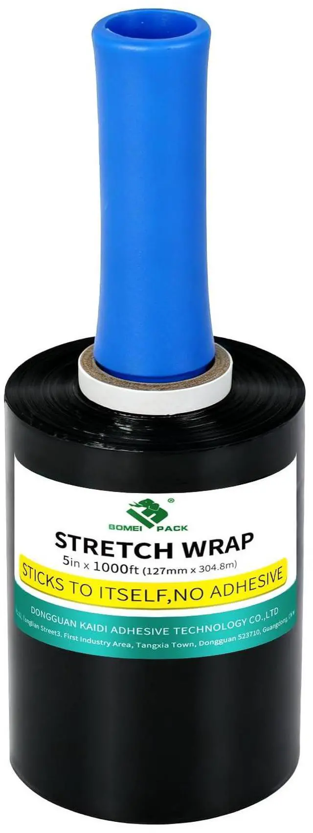 Main image of Stretch Film Shrink Wrap Roll - 80 Gauge 5" x 1000Ft - Industrial Strength Plastic Wrap with Handle Durable Self-Adhering Mini Black Wrap for Moving, Packing, Furniture & Pallet, 1-Pack