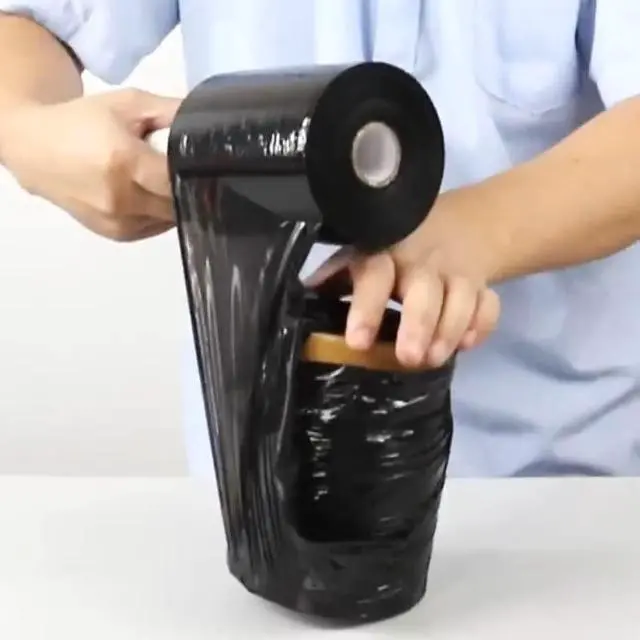 Alt view image 6 of 6 - 1 Roll Industrial Black Mini Stretch Wrap Roll with Handle 5" x 1000Feet 80 Gauge, Heavy Duty Durable Self-Adhering Plastic Wrap for Packing, Moving