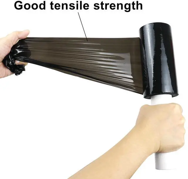 Alt view image 3 of 6 - 1 Roll Industrial Black Mini Stretch Wrap Roll with Handle 5" x 1000Feet 80 Gauge, Heavy Duty Durable Self-Adhering Plastic Wrap for Packing, Moving