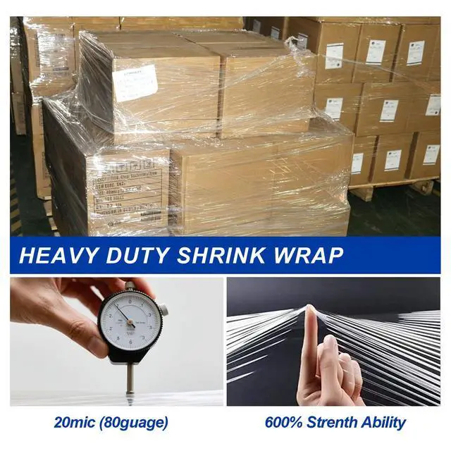 Alt view image 4 of 7 - Stretch Film Shrink Wrap Roll - 80 Gauge 5" x 1000Ft - Industrial Strength Plastic Wrap with Handle Durable Self-Adhering Mini Clear Wrap for Moving, Packing, Furniture & Pallet, 1-Pack