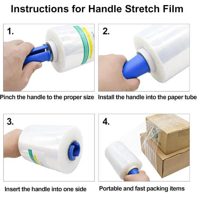 Alt view image 5 of 7 - Stretch Film Shrink Wrap Roll - 80 Gauge 5" x 1000Ft - Industrial Strength Plastic Wrap with Handle Durable Self-Adhering Mini Clear Wrap for Moving, Packing, Furniture & Pallet, 1-Pack