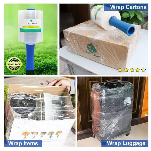 Alt view image 6 of 7 - Stretch Film Shrink Wrap Roll - 80 Gauge 5" x 1000Ft - Industrial Strength Plastic Wrap with Handle Durable Self-Adhering Mini Clear Wrap for Moving, Packing, Furniture & Pallet, 1-Pack