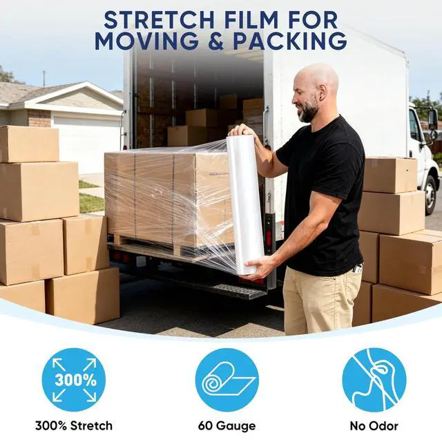 Alt view image 5 of 6 - Stretch Wrap Roll, 15 in x 1000 ft Plastic Wrap for Moving Furniture