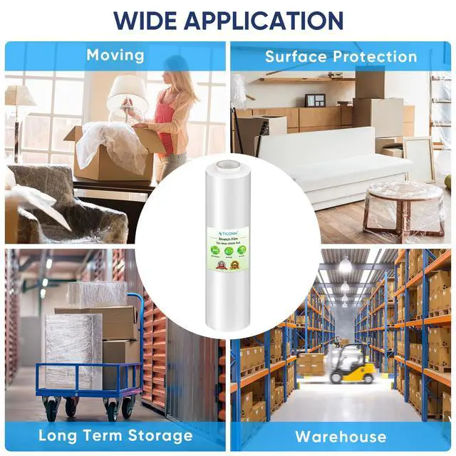 Alt view image 6 of 6 - Stretch Wrap Roll, 15 in x 1000 ft Plastic Wrap for Moving Furniture
