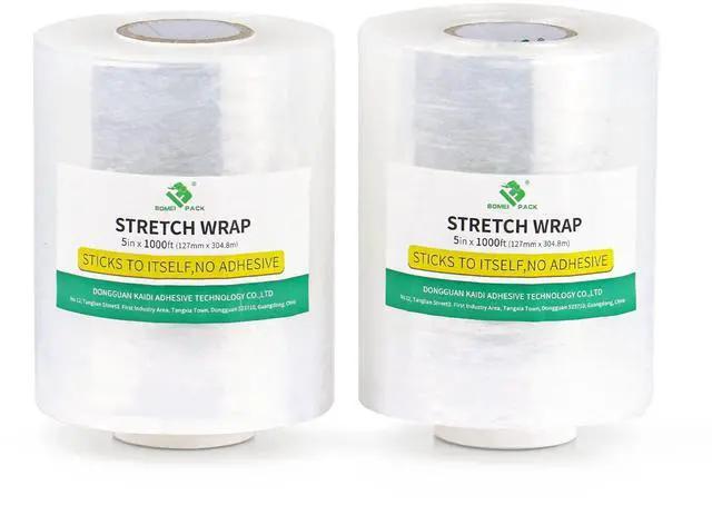 Main image of Plastics Industrial Mini Stretch Wrap Film Replacement 5" x 1000ft Roll, 80 Gauge for Moving, Packing Wrap Industrial Strength- Self Adhering Packaging Heavy Duty, 2 Pack