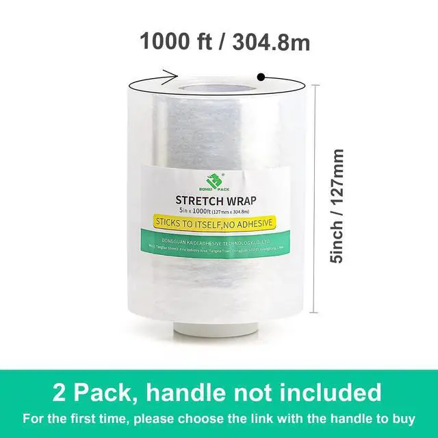 Alt view image 3 of 7 - Plastics Industrial Mini Stretch Wrap Film Replacement 5" x 1000ft Roll, 80 Gauge for Moving, Packing Wrap Industrial Strength- Self Adhering Packaging Heavy Duty, 2 Pack