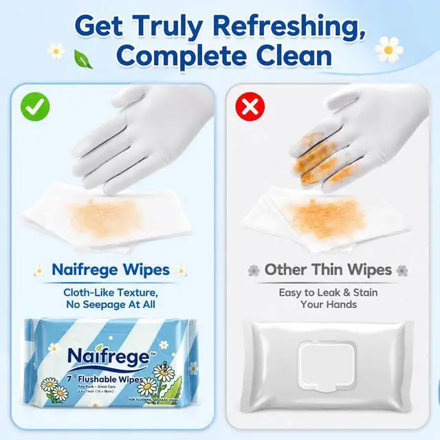 Alt view image 5 of 7 - 70 Wet Wipes Travel Flushable Wipes Travel Butt Wipes To Go (10 Packs of 7)