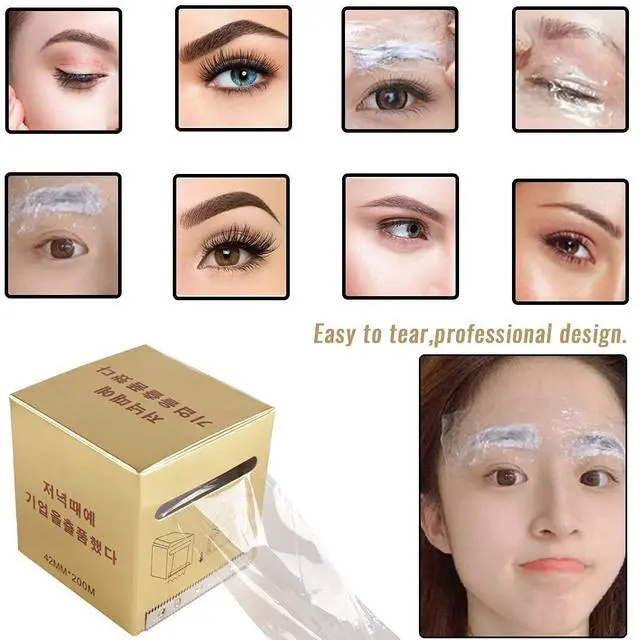 Alt view image 5 of 7 - Disposable Eyebrow Tattoo Plastic Wrap Preservative Saran Barrier Film Microblading Supplies Lips Permanent Make Up Cling Wrap Cover Tape Roll Transparent 2 PCS