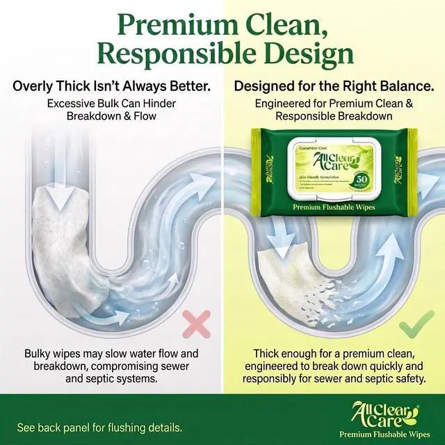 Alt view image 3 of 7 - Flushable Wipes, Aloe, Cucumber and Chamomile, Sewer & Septic Safe, Extra Large Adult Wet Wipes, Cucumber Scent, 150 count (3 pack)