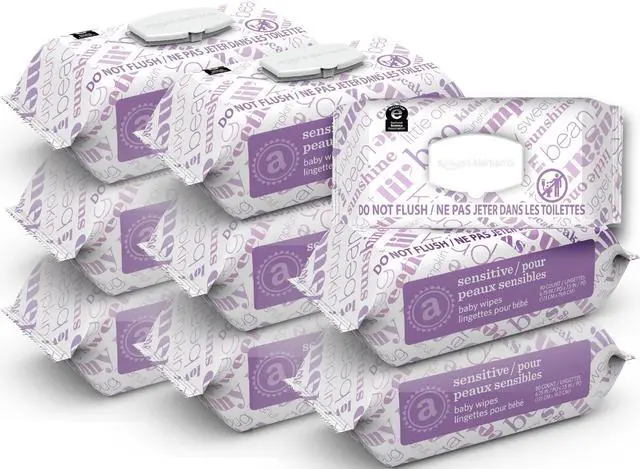 Main image of Baby Wipes, Sensitive, Unscented, Cleans Gently, 810 Count, Flip-Top Packs, Pack of 9