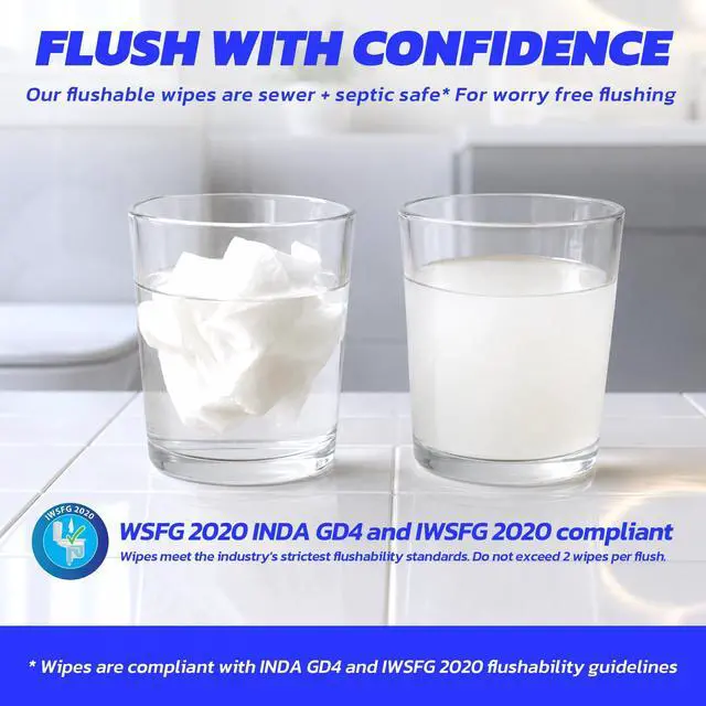 Alt view image 3 of 7 - Flushable Wipes, Unscented & Hypoallergenic, Thick & Extra Large