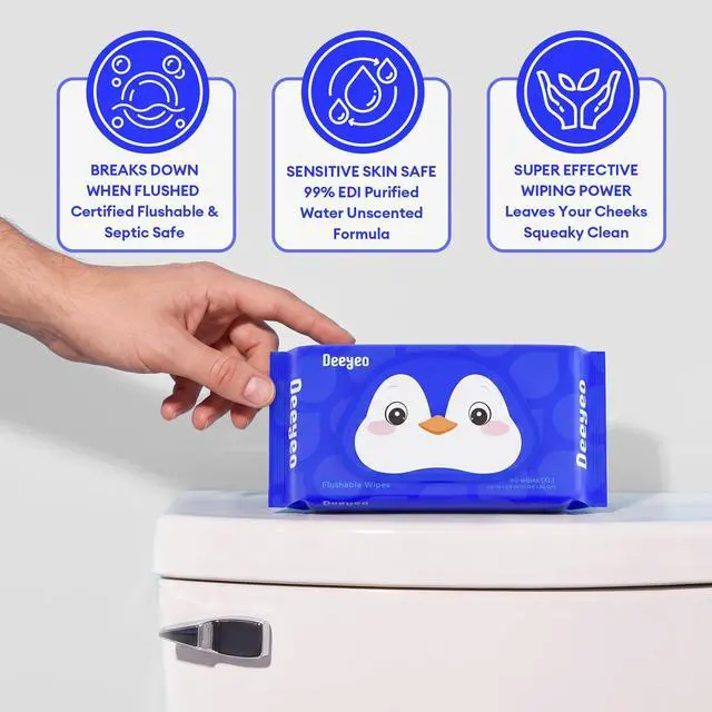 Alt view image 2 of 7 - Flushable Wipes, Unscented & Hypoallergenic, Thick & Extra Large