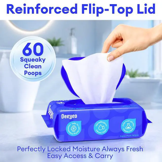 Alt view image 7 of 7 - Flushable Wipes, Unscented & Hypoallergenic, Thick & Extra Large