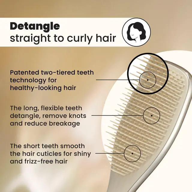 Alt view image 3 of 7 - Chrome Ultimate Detangler Brush, Straight to Curly, Champagne
