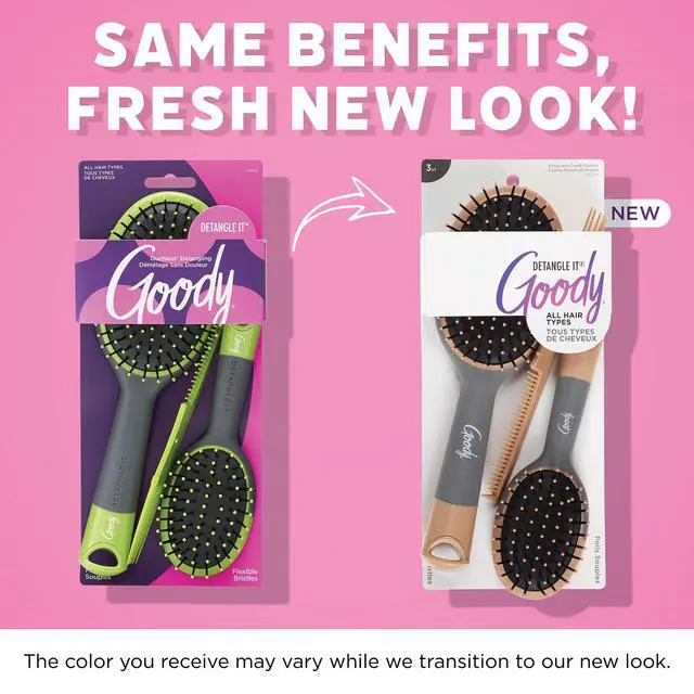 Alt view image 2 of 5 - Detangle It Hair Brushes Set - Large Oval Paddle Brush + Detangling Comb + Mini Brush, Suitable for Detangling & Styling, Pick Comb for Tangles On-the-Go, For Wet or Dry Hair, Brown/Grey