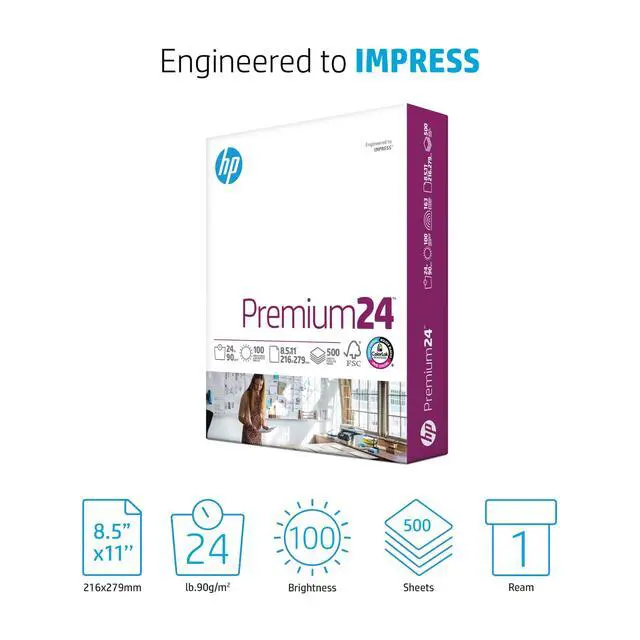 Alt view image 2 of 7 - Printer Paper | 8.5 x 11 Paper | Premium 24 lb | 1 Ream - 500 Sheets | 100 Bright | Made in USA - FSC Certified | 112400R
