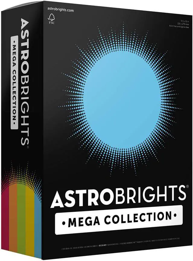 Main image of Mega Collection, Colored Paper,"Classic" 5-Color Assortment, 625 Sheets, 24 lb/89 gsm, 8.5" x 11" - MORE SHEETS! (91623)