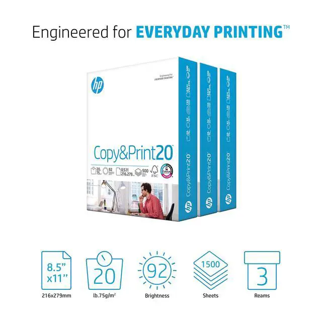 Alt view image 2 of 6 - | Printer Paper | 8.5 x 11 Paper | Copy &Print 20 lb | Case - 1,500 Sheets | 92 Bright | FSC Certified | 200090C