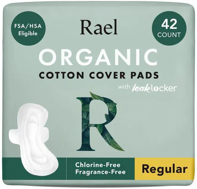 Main image of Organic Cotton Cover Sanitary Pads for Women Moderate (Regular, 42 Ct)