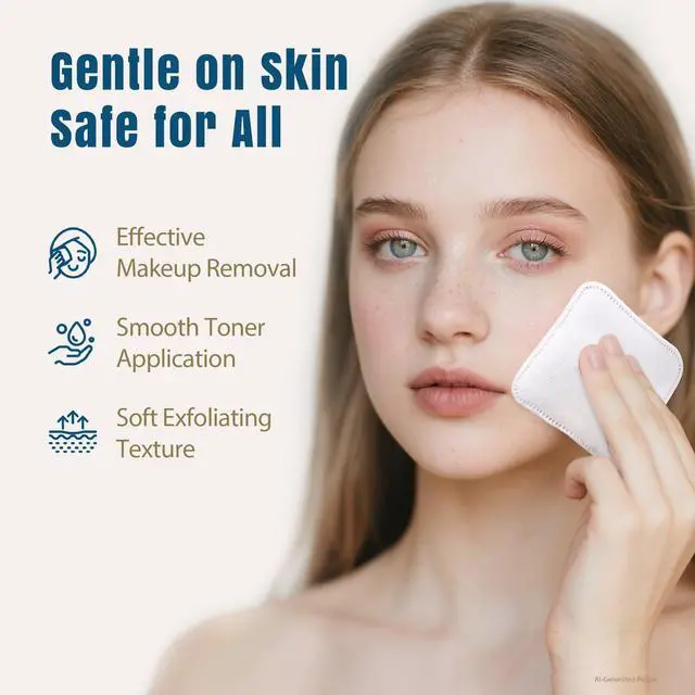 Alt view image 2 of 7 - Large Cotton Pads for Face, 3 x 3 Makeup Remover Pads, 120 ct