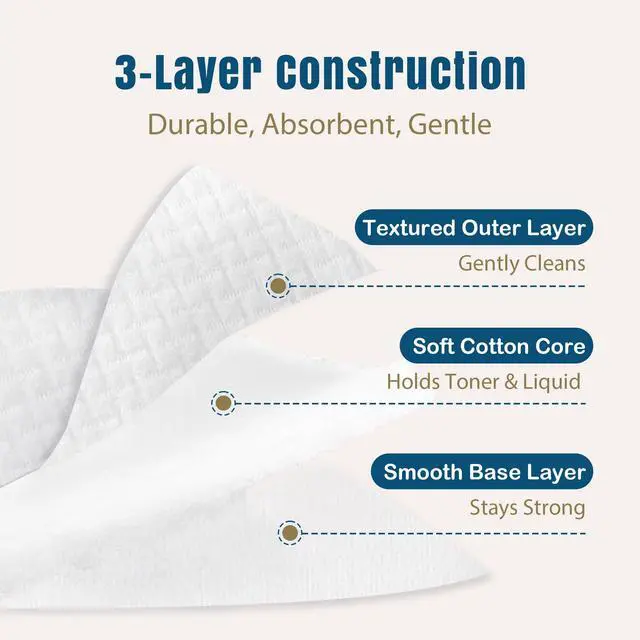 Alt view image 6 of 7 - Large Cotton Pads for Face, 3 x 3 Makeup Remover Pads, 120 ct